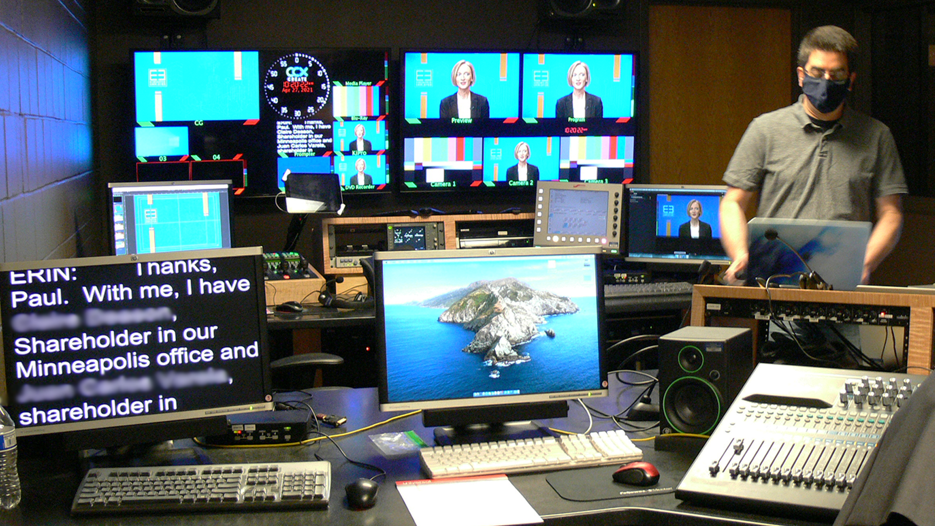 Teleprompter in control room